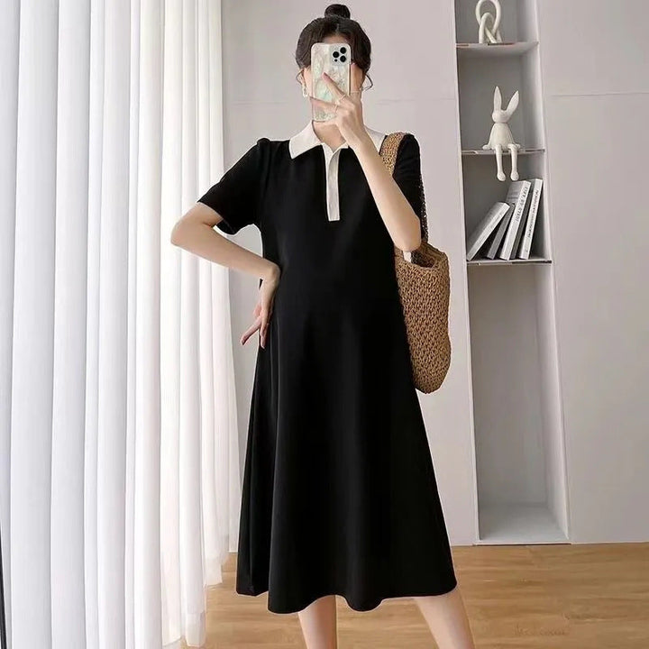Summer Loose Polo Lapel Maternity Dress – The Perfect Blend of Style and Comfort