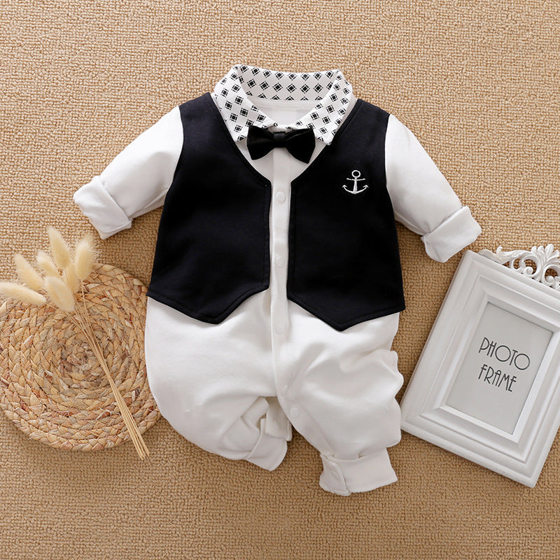 Discover the Gentleman Baby Long Sleeve Romper Outfit