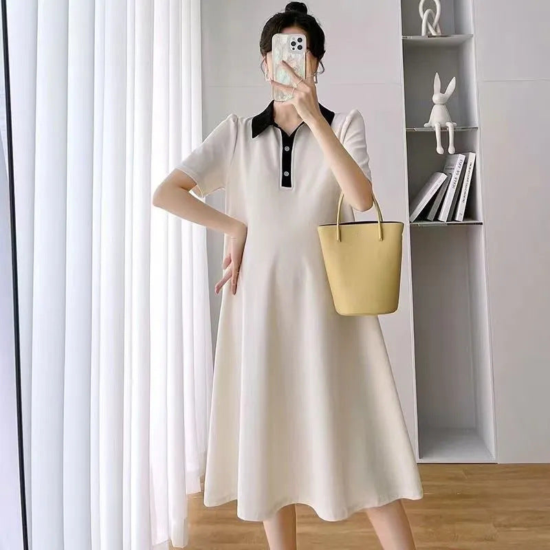 Discover the Perfect Summer Loose Polo Lapel Maternity Dress